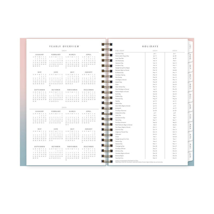 Blue Sky 2024-25 Weekly/Monthly Sustainability Planner 8"x5" Wirebound Textured Ombre Beach