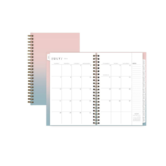 Blue Sky 2024-25 Weekly/Monthly Sustainability Planner 8"x5" Wirebound Textured Ombre Beach