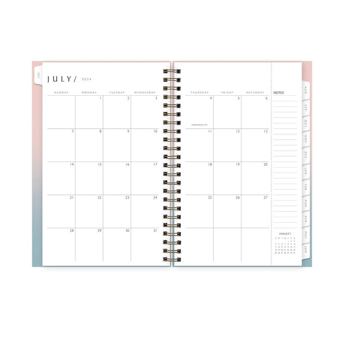 Blue Sky 2024-25 Weekly/Monthly Sustainability Planner 8"x5" Wirebound Textured Ombre Beach