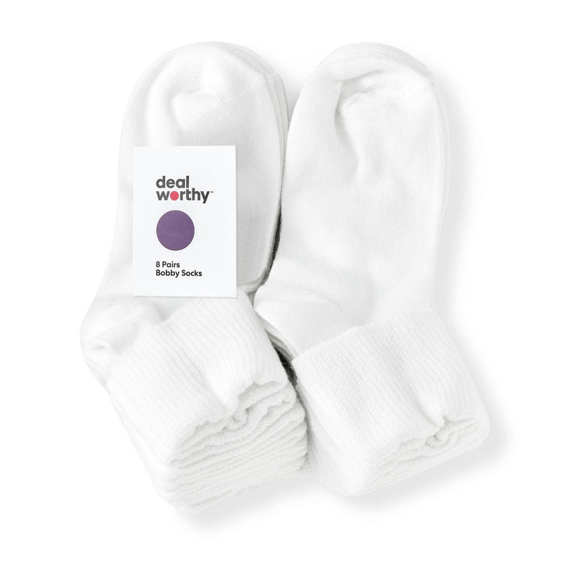 Toddler 8pk Turn Cuff Socks - Dealworthy Off-White 4T-5T