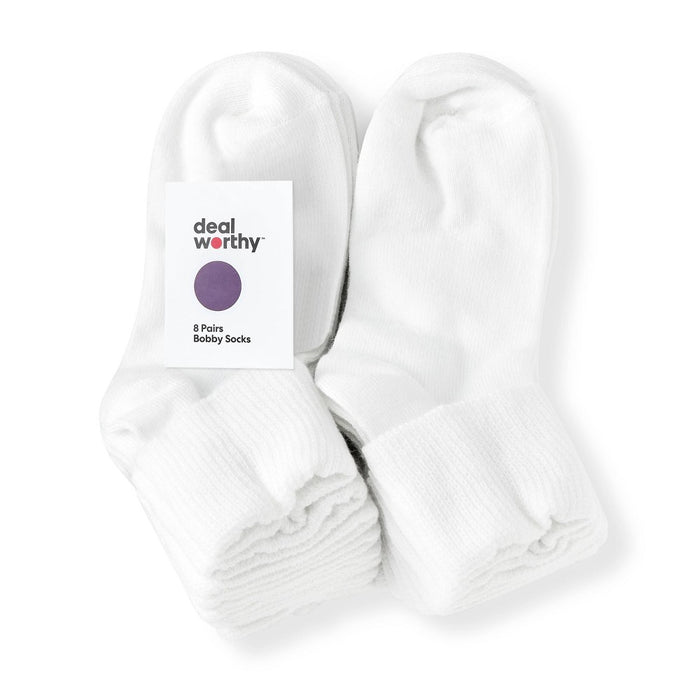 Toddler 8pk Turn Cuff Socks - Dealworthy Off-White 4T-5T