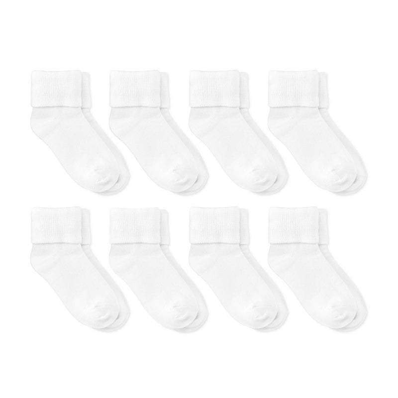Toddler 8pk Turn Cuff Socks - Dealworthy Off-White 4T-5T