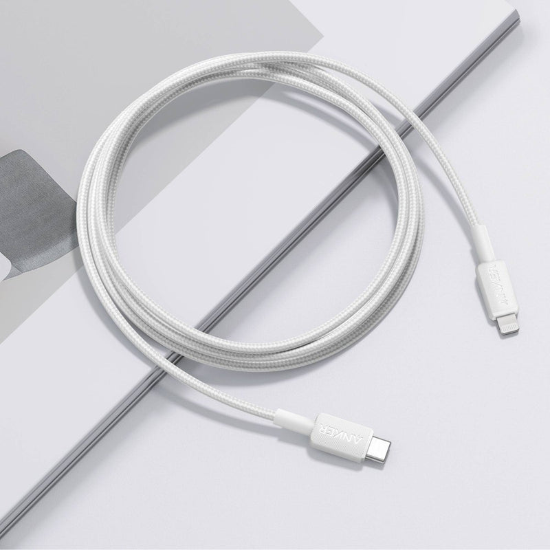 Anker 6' Braided Lightning to USB-C Fast Charging Cable - White
