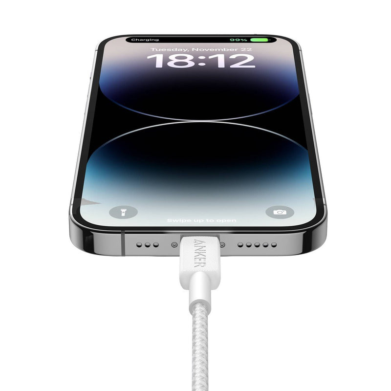 Anker 6' Braided Lightning to USB-C Fast Charging Cable - White