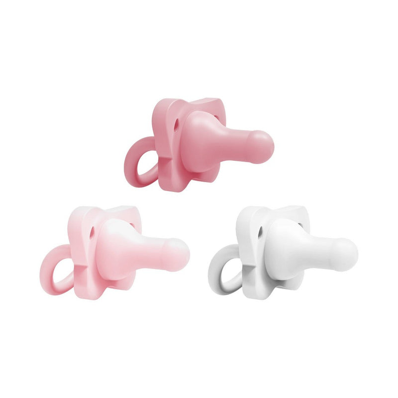 Dr. Brown's HappyPaci One-Piece 100% Silicone Pacifier - 0-6 Months - 3pk - White/Pink/Light Pink
