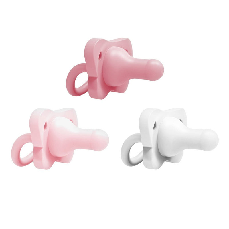 Dr. Brown's HappyPaci One-Piece 100% Silicone Pacifier - 0-6 Months - 3pk - White/Pink/Light Pink