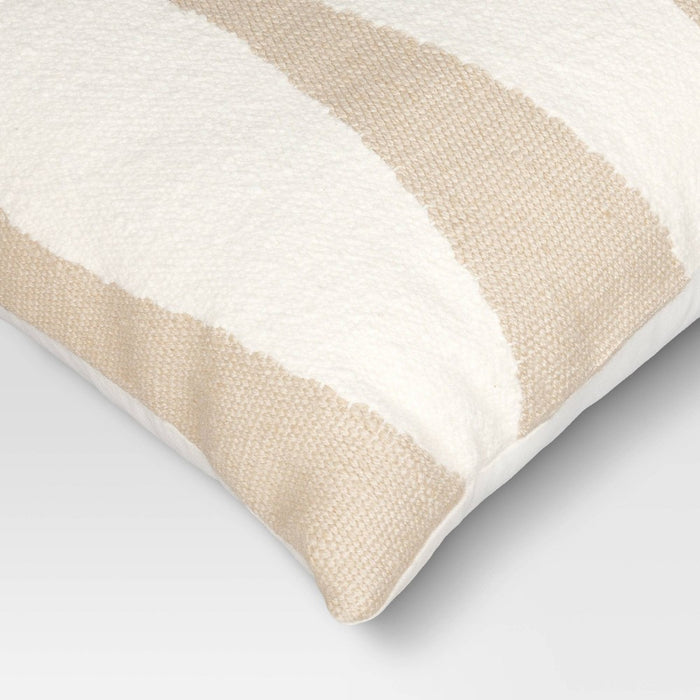 Cotton Woven Modern Square Throw Pillow Beige/Ivory - Threshold: Geometric Design, Indoor Decorative Cushion, Polyester Fill