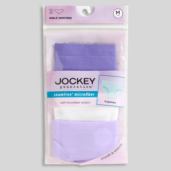 Jockey Generation Girls' 3pk Seamfree Hipster Underwear - White/Purple L