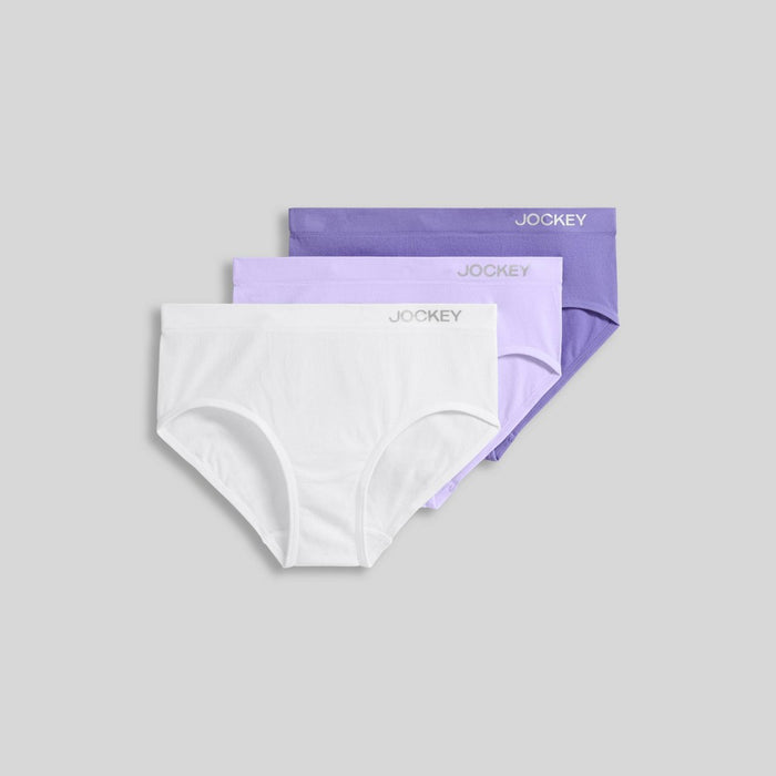 Jockey Generation Girls' 3pk Seamfree Hipster Underwear - White/Purple L