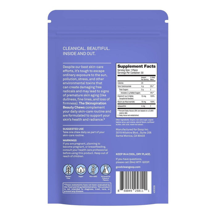 good.clean.goop wellness The Skinspiration Beauty Vegan Chews with Astaxanthin and Vitamin E - 30ct