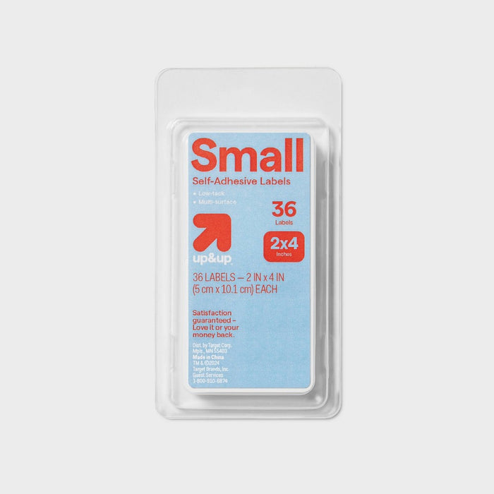 36ct Small Peel and Stick Labels - up&up: Removable Adhesive Film, Reinforcement & Price Labels, White, 2"x4"