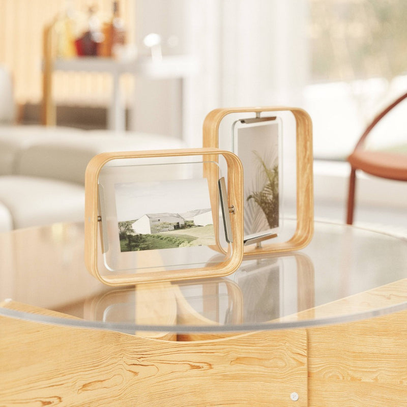 Umbra 5"x7" Bellwood Picture Frame Natural: Beechwood, Double-Sided, Adjustable, Tabletop Display