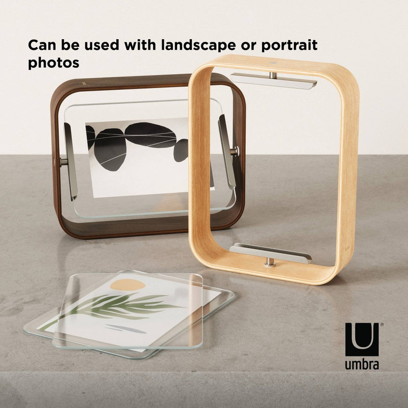 Umbra 5"x7" Bellwood Picture Frame Natural: Beechwood, Double-Sided, Adjustable, Tabletop Display