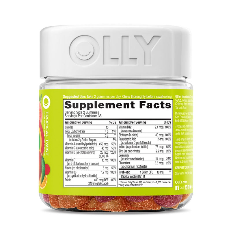 OLLY Adult Multivitamin + Probiotic Supplement Gummies - 70ct