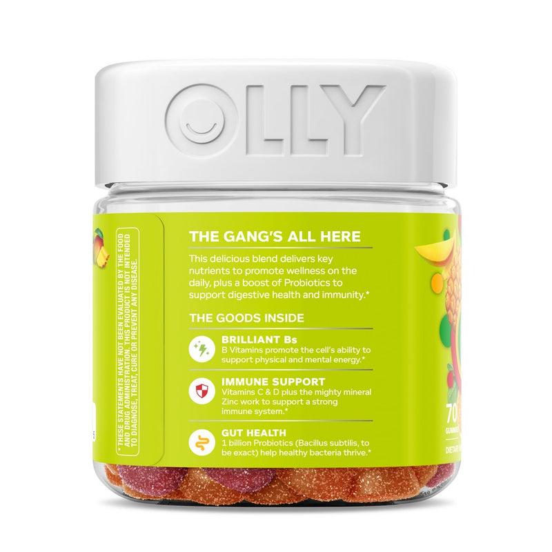 OLLY Adult Multivitamin + Probiotic Supplement Gummies - 70ct