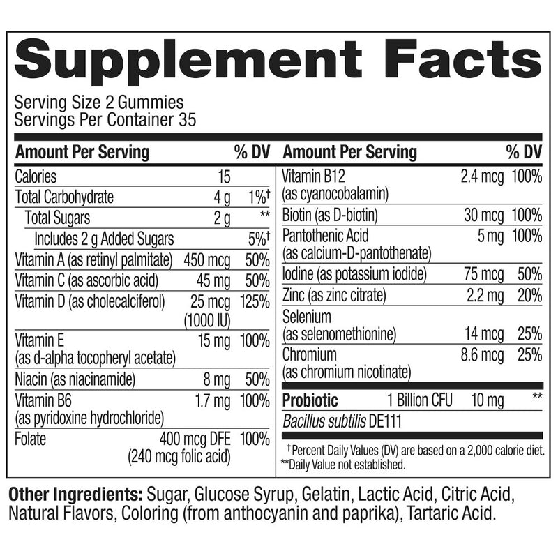 OLLY Adult Multivitamin + Probiotic Supplement Gummies - 70ct