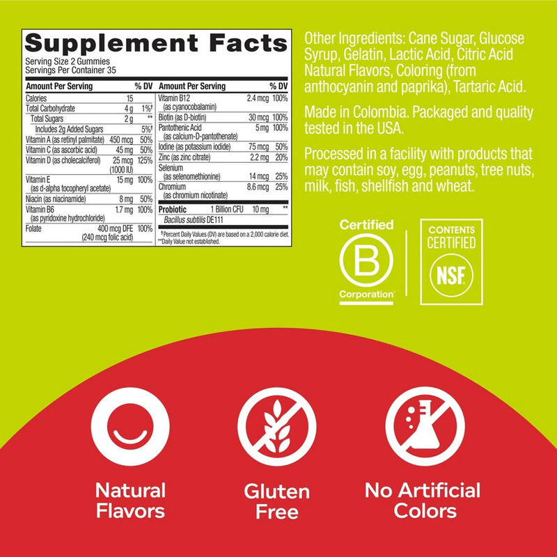 OLLY Adult Multivitamin + Probiotic Supplement Gummies - 70ct