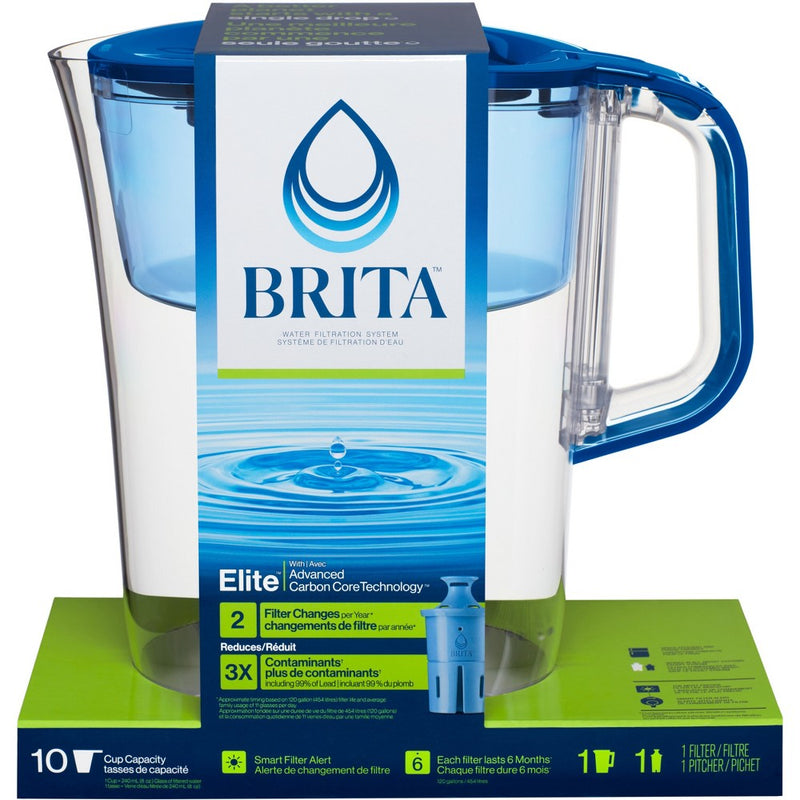 Brita Water Filter 10-Cup Tahoe Water Pitcher Dispenser with Elite Water Filter - Blue: Filters Lead, Mercury, Chlorine