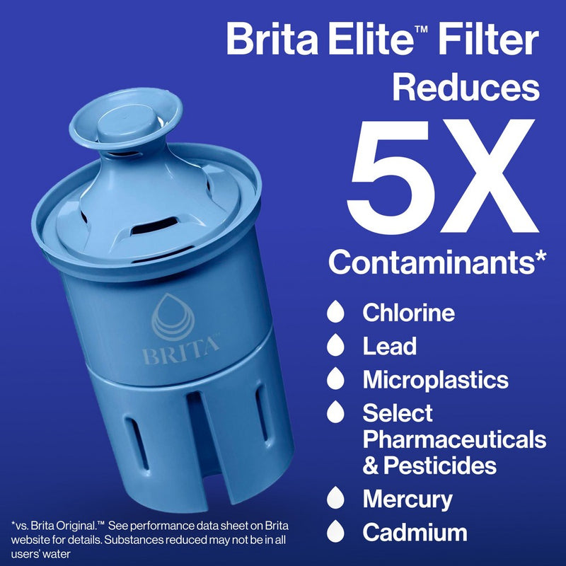 Brita Water Filter 10-Cup Tahoe Water Pitcher Dispenser with Elite Water Filter - Blue: Filters Lead, Mercury, Chlorine