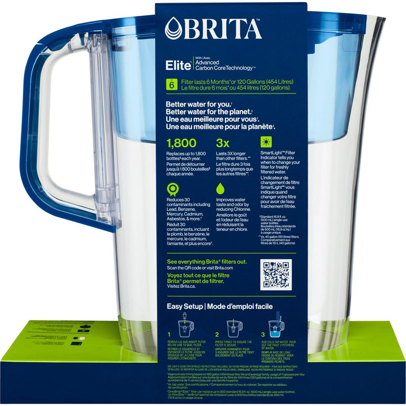 Brita Water Filter 10-Cup Tahoe Water Pitcher Dispenser with Elite Water Filter - Blue: Filters Lead, Mercury, Chlorine