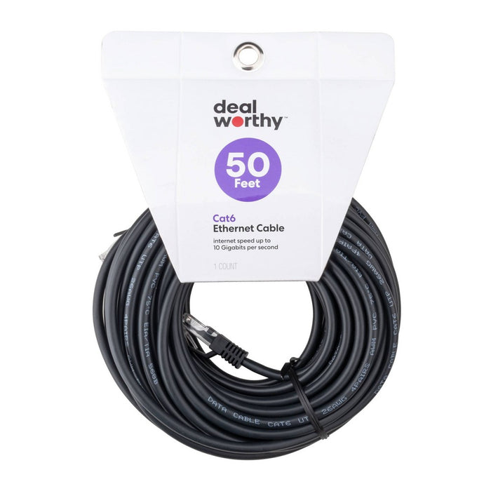 Cat 6 Ethernet Cable - dealworthy 50' Black