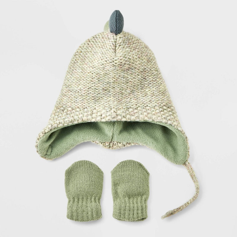 Baby Boys' Dinosaur Hat and Mitts - Cat & Jack Green 0-6M