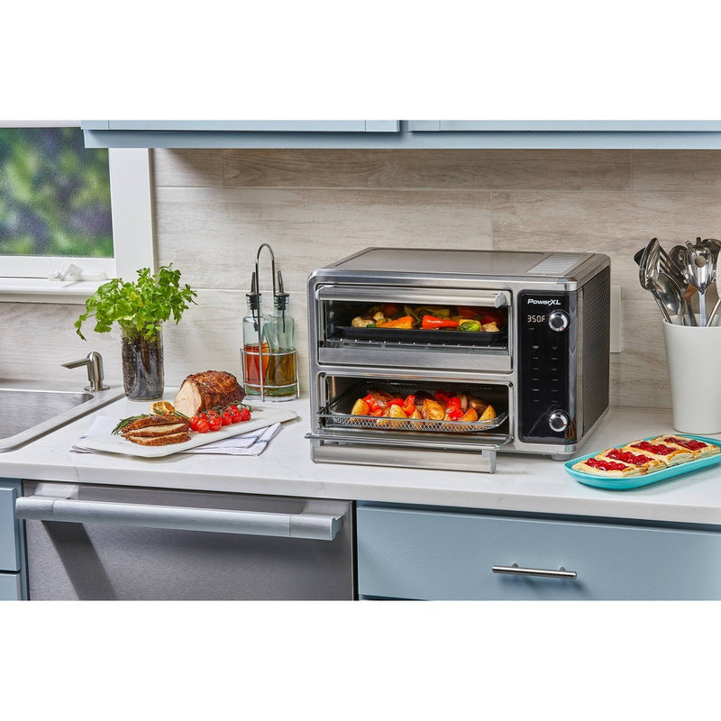 PowerXL SmartSynx 1700W Dual Door Toaster Oven and Air Fryer: Stainless Steel Countertop Convection, Dishwasher-Safe (LOCAL PICKUP ONLY)