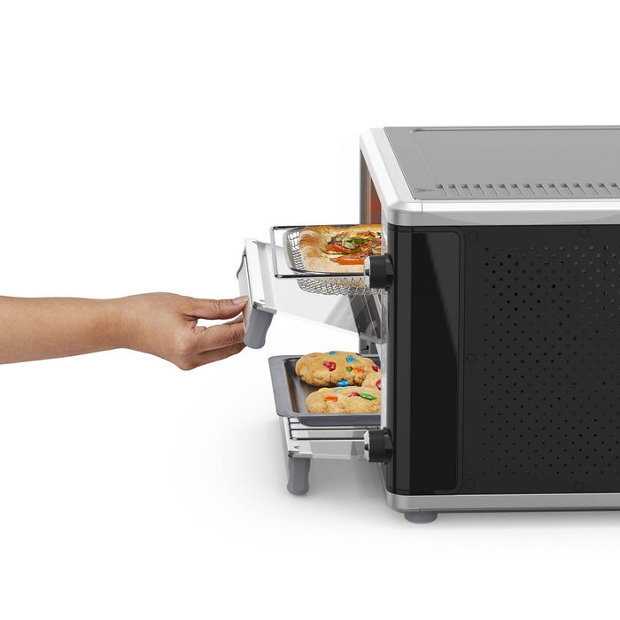 PowerXL SmartSynx 1700W Dual Door Toaster Oven and Air Fryer: Stainless Steel Countertop Convection, Dishwasher-Safe (LOCAL PICKUP ONLY)