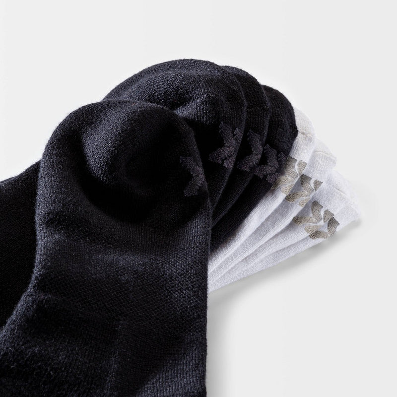 Women's Cushioned 4pk No Show Athletic Socks - All In Motion White/Black 4-10