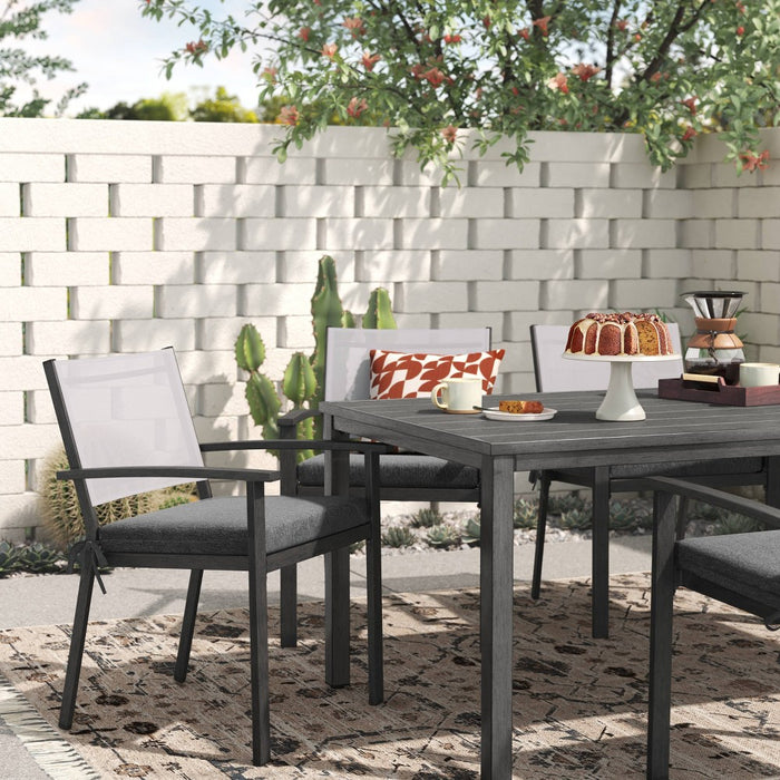 18"x20" Solid Woven Outdoor Chair Seat Cushion Charcoal - Threshold
