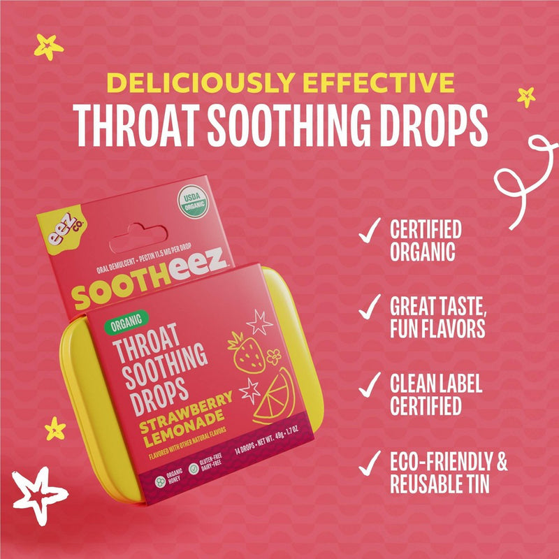 The Eez Co. Sootheez Organic Throat Soothing Drops - Strawberry Lemonade - 14ct