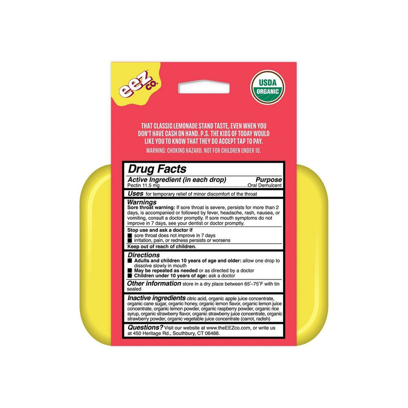 The Eez Co. Sootheez Organic Throat Soothing Drops - Strawberry Lemonade - 14ct