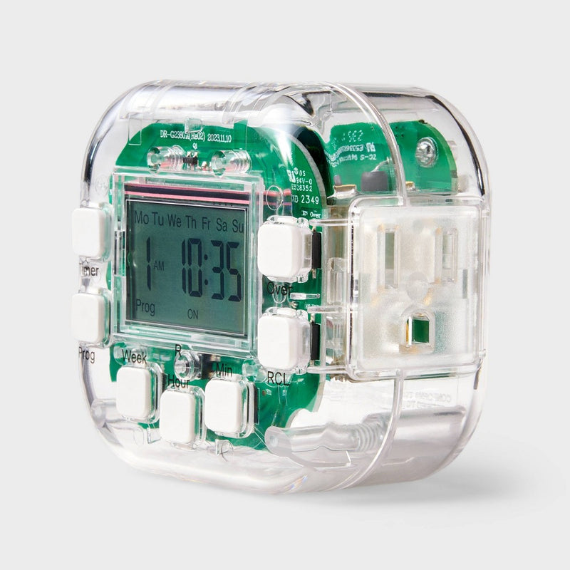 Grounded Outlet Digital Timer - heyday: Indoor Plug-In Light Timer, 15A, Clear, 1-Year Warranty