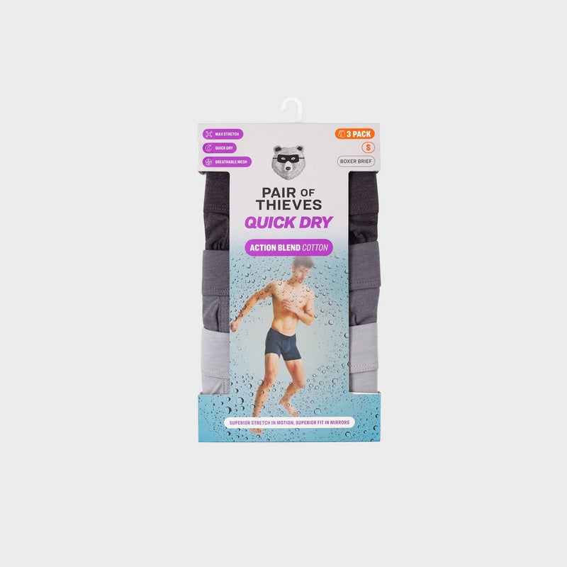 Pair of Thieves Men's Quick Dry Cotton Boxer Briefs 3pk - Gray S
