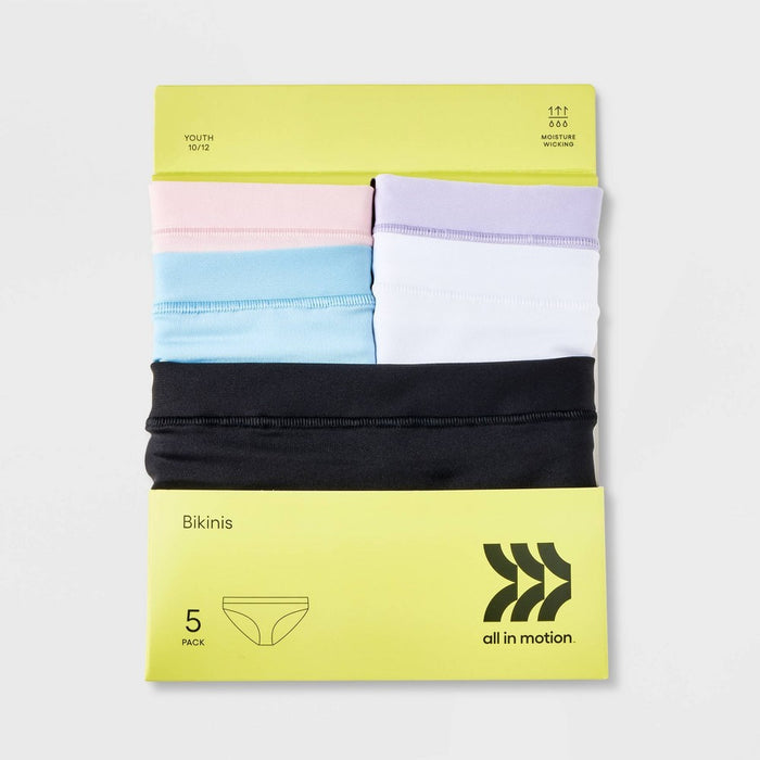 Girls' 5pk Microfiber Bikini - All In Motion Blue L