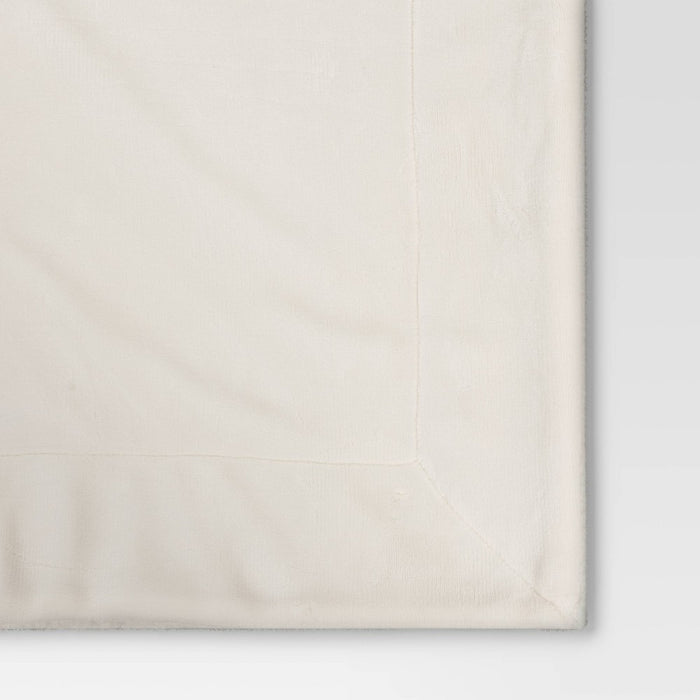 50"x60" Plush Throw Blanket Faux Shearling Reverse Ivory - Threshold: Lightweight, Recycled Polyester, Machine Washable