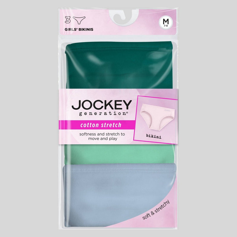 Jockey Generation Girls' 3pk Cotton Bikini Underwear - Green/Blue M