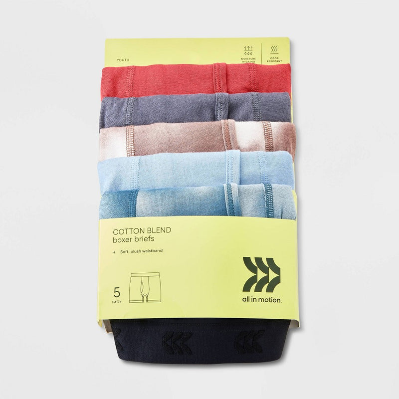 Boys' 5pk Boxer Briefs - All In Motion Gray XL