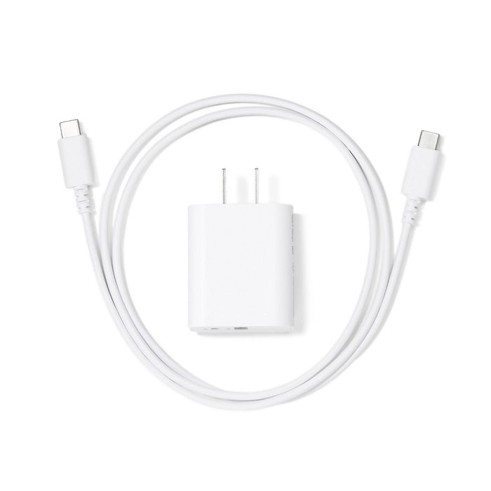 2-Port 25W Wall Charger with 3' USB-C to USB-C Cable - dealworthy White
