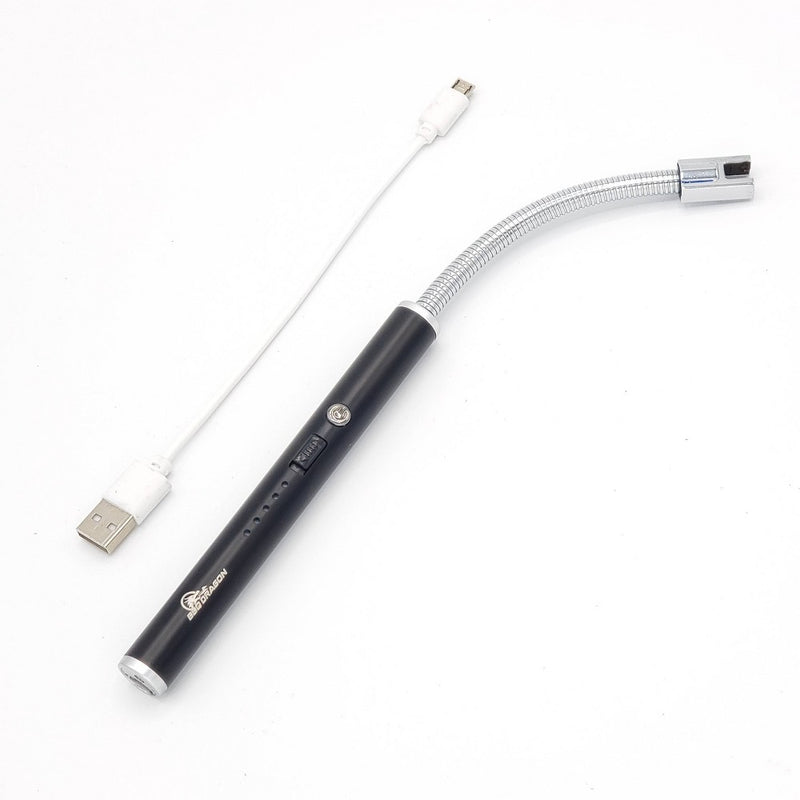 BBQ Dragon BBQD490: Battery-Powered Metal Arc Lighter, Flexible Gooseneck, 10" Length - Black