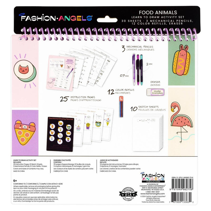 Fashion Angels Learn to Draw Foodimals: Art & Craft Drawing Kit for Kids with Pencils & Sketch Pad