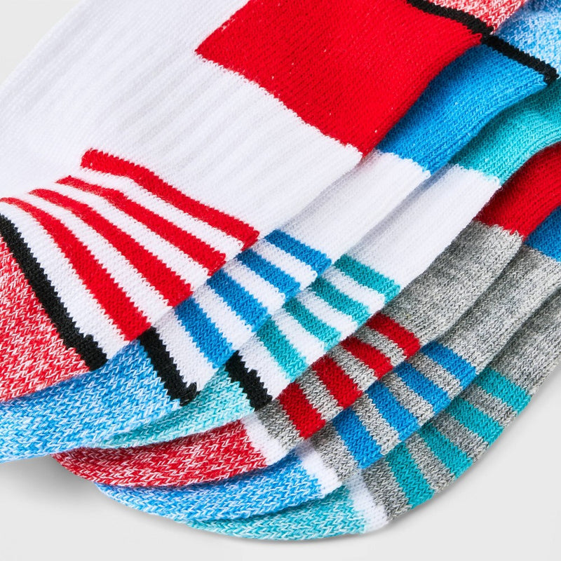 Boys' 10pk Striped Lightweight Ankle Socks - Cat & Jack White/Gray M