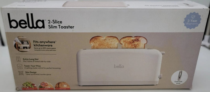 bella 2-Slice Slim Toaster Oatmilk: Metal, 900W, Compact 14.88" Width