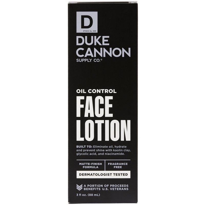 Duke Cannon Oil Control Face Lotion - Shine-Reducing Moisturizer for Men - 3 fl. oz