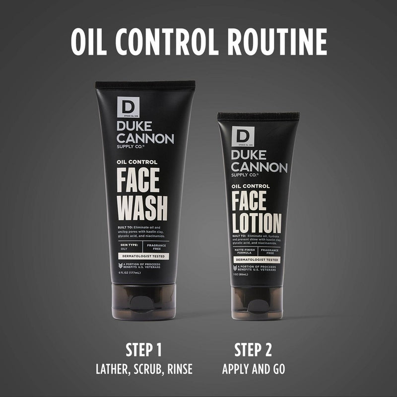 Duke Cannon Oil Control Face Lotion - Shine-Reducing Moisturizer for Men - 3 fl. oz