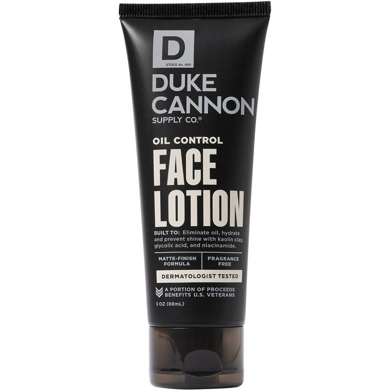 Duke Cannon Oil Control Face Lotion - Shine-Reducing Moisturizer for Men - 3 fl. oz
