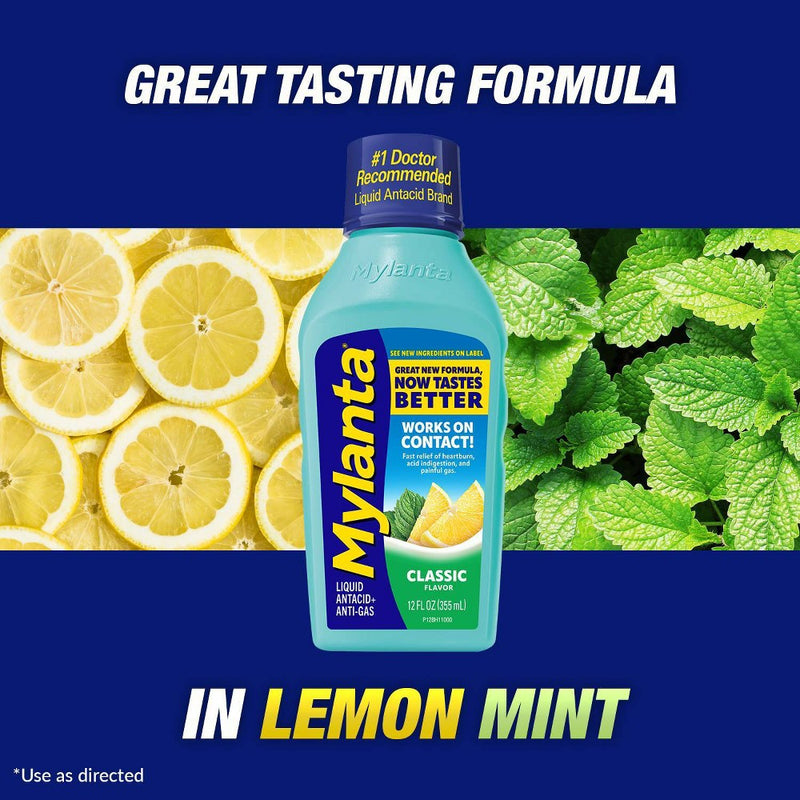 Mylanta Heartburn and Gas Relief Liquid Antacid - Classic Flavor - 12 fl oz