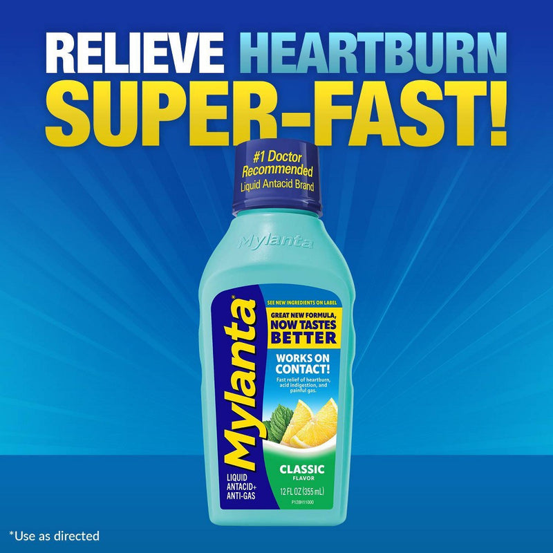 Mylanta Heartburn and Gas Relief Liquid Antacid - Classic Flavor - 12 fl oz