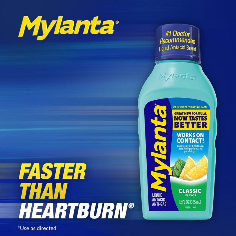Mylanta Heartburn and Gas Relief Liquid Antacid - Classic Flavor - 12 fl oz