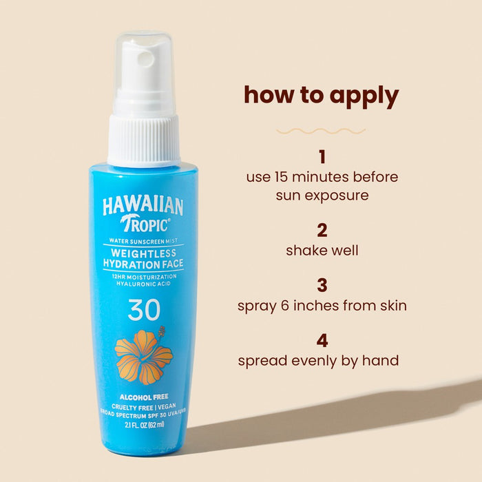 Hawaiian Tropic Weightless Hydration Water Face Mist Sunscreen - SPF 30 - 2.1oz